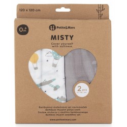 &Mars Zestaw otulaczy z muślinu bambusowego 2 sztuki 120x120 cm