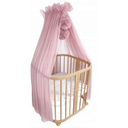 Koell Baldachim z pomponami do łóżeczka tiul