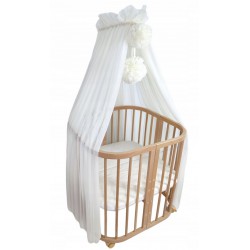 Koell Baldachim z pomponami do łóżeczka tiul