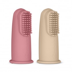 PETITE&MARS Zestaw 2szt silikonowych szczoteczek do zębów na palec 0m+