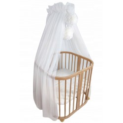 Koell Baldachim z pomponami do łóżeczka tiul