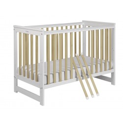 Yoonco IWI Drewniane łóżeczko z barierką  120x60 z drewna sosnowego