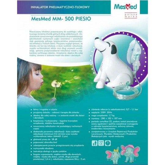 MesMed Inhalator pneumatyczno - tłokowy MM-500 PIESEK 