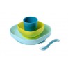Beaba Komplet naczyń z silikonu z przyssawką BLUE