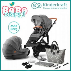 Kinderkraft Wózek głęboko spacerowy PRIME 2w1 grey + mommy bag