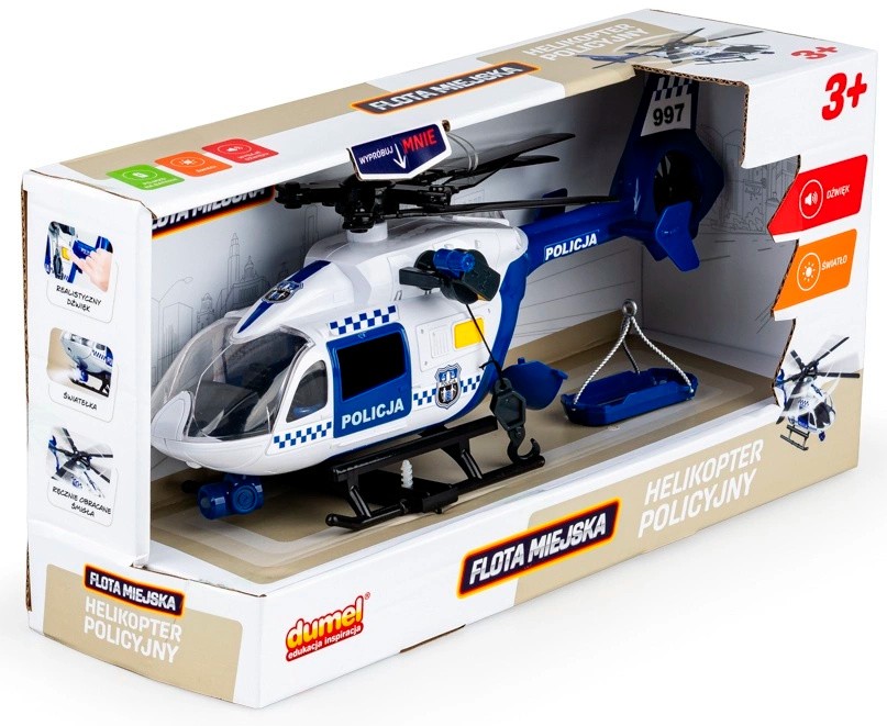 DUMEL HELIKOPTER policyjny śmigłowiec światła dźwięk interaktywny w kartonie